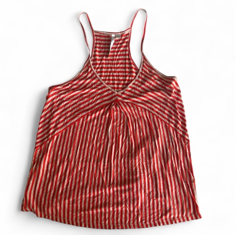Women's Red and Cream Striped Racerback Tank Top